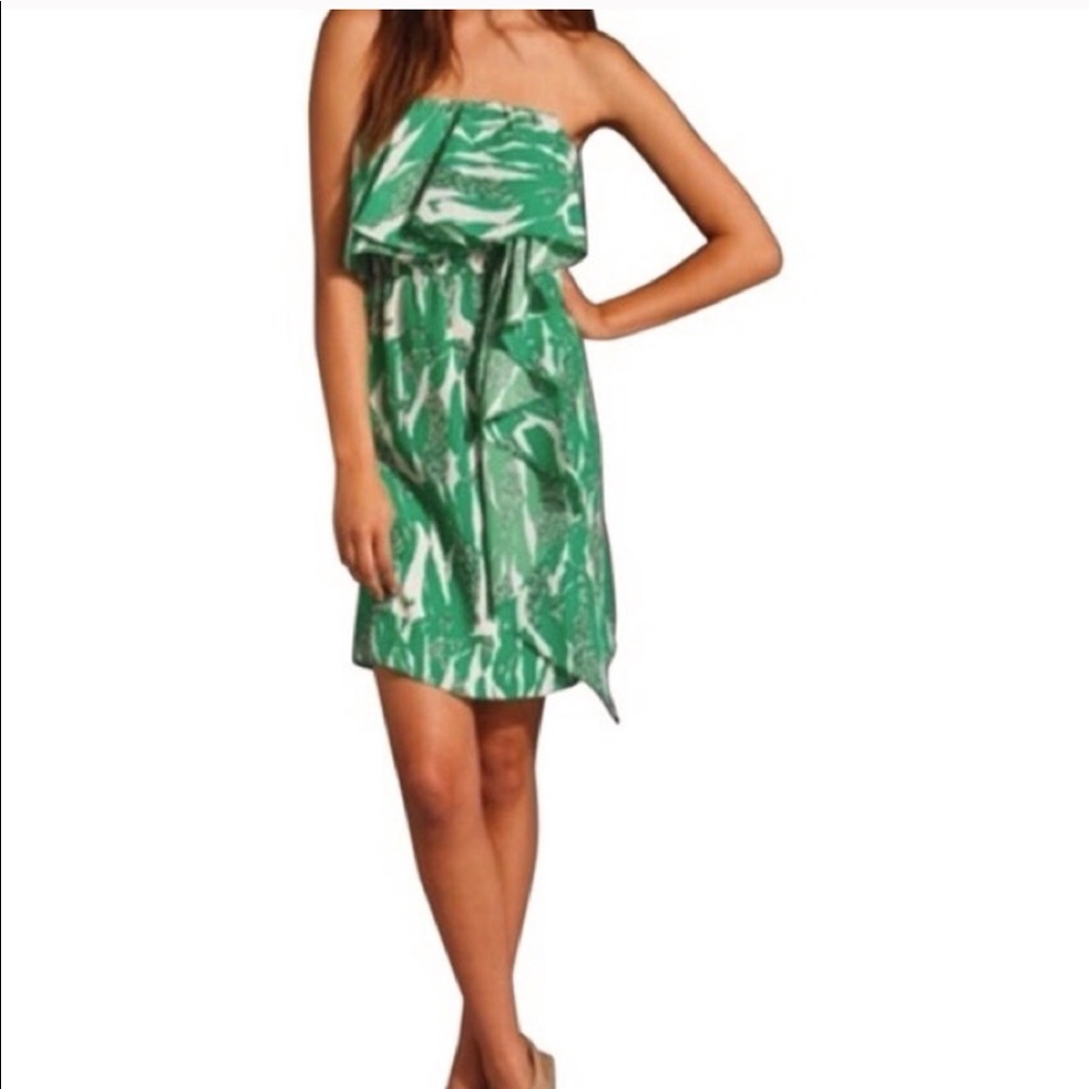 MM Couture Strapless Green Dress Sz S